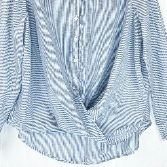BeachLunchLounge Blue Striped Wrap Top Sz XL - Picture 5 of 11
